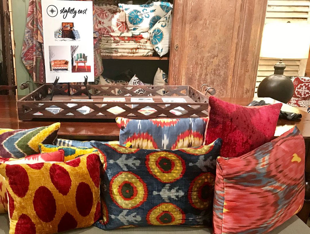 30 Meeting Suzanis are on display at Beau Studio, Atlanta Decorative Arts Center