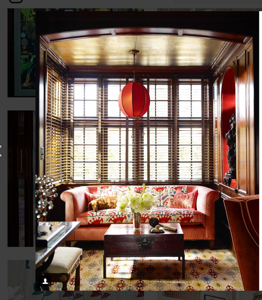 As seen in Instagram of Katie Ridder Inc. and Peter Pennoyer Architects. Bravissimo! Brilliant use of a suzani in upholstering a small sofa in a beautiful Westchester study. Well done! Photo by Eric Piasecki