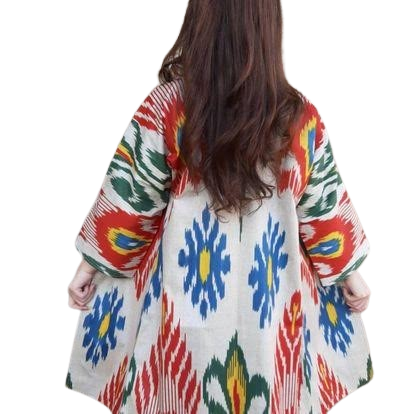 A Lady's Uzbek Silk Ikat Chapan Robe