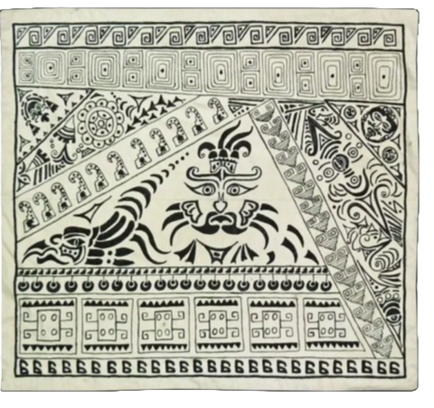 SOLD Uzbek suzani with Aztec motif